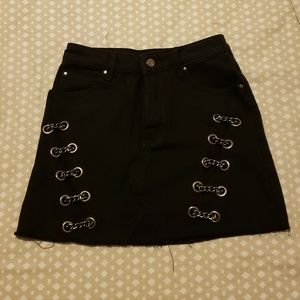 Black Denim Mini Skirt